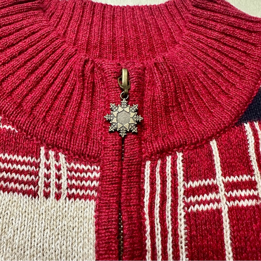 christopher & banks Holiday Sweater Full Zip Up Christmas Winter Women’s XL - Picture 3 of 9